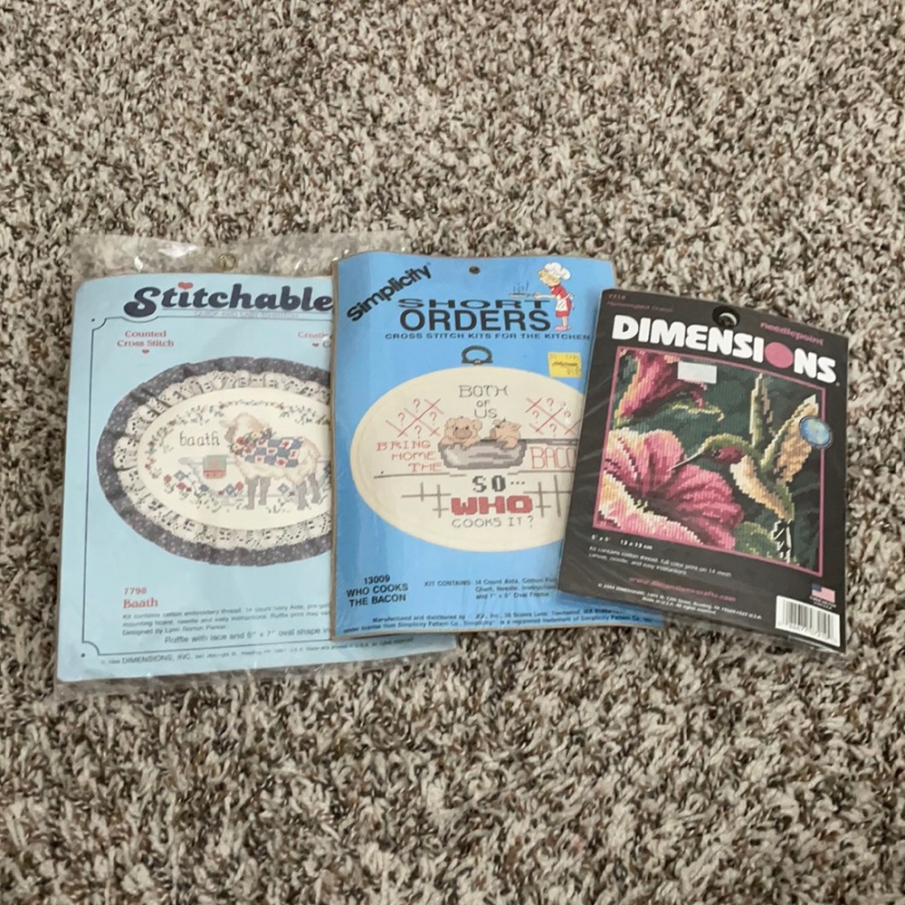 Lot of 3 vintage cross stitch kits